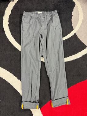 Pact Pants Mens Large Gray Slim Elastic Waist Twill Roll Up Stretch Cotton